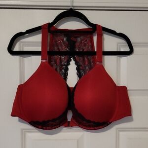 Cacique Red and Black Lace Bra